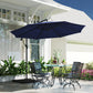 Outsunny 9.6ft Offset Patio Umbrella Garden Hanging Parasol Banana Cantilever Umbrella with Base, Crank, Navy Blue | The Comfy Couch Canada