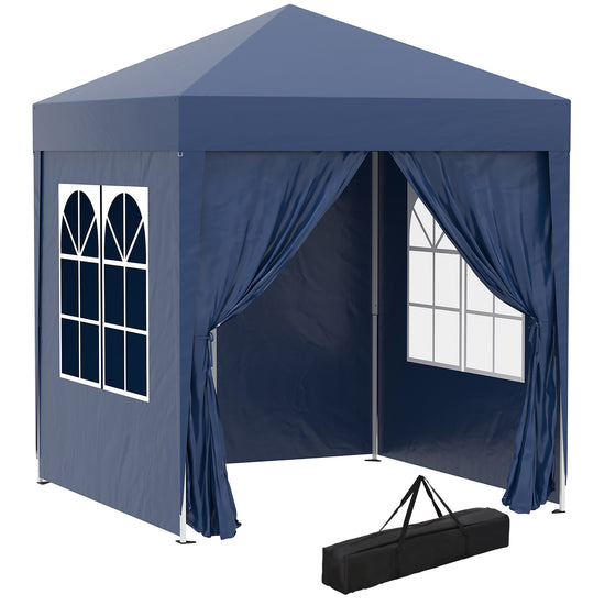 Outsunny 6.6x6.6ft Blue Pop Up Party Tent - Outdoor Folding Gazebo Canopy with Side Walls | The Comfy Couch Canada