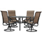 Outsunny 5-Piece Outdoor Patio Dining Set, 4 Swivel Rocker Chairs and 37" x 37" Dining Table Furniture Set with Umbrella Hole, Black | The Comfy Couch Canada