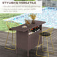 Outsunny Bar Height Outdoor Rattan Table, Patio Wicker Bar Table with 2 Storage Shelves, 55.1" x 18.5" x 37", Brown | The Comfy Couch Canada