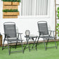 Outsunny 3 Pieces Bistro Set, Foldable Patio Furniture Set with Mesh Chairs, Glass Table for Garden, Balcony, Charcoal Grey | The Comfy Couch Canada