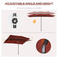 Outsunny Double Sided Patio Umbrella with Adjustable Height Tilt Function Vents 12 Ribs for Outdoor Garden Deck Pool Wine Red | The Comfy Couch Canada