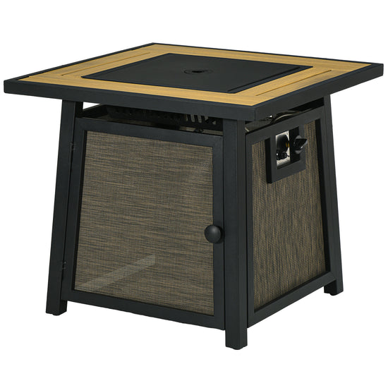 Outsunny 50,000 BTU Propane Fire Table, 28" Gas Firepit Table with Pulse Ignition, Lava Rocks, Rain Cover, Brown | The Comfy Couch Canada