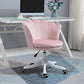 HOMCOM Mid Back Velvet Office Chair, Adjustable Height Study Chair, Vanity Chair with Swivel Wheels for Living Room, Study, Pink | The Comfy Couch Canada
