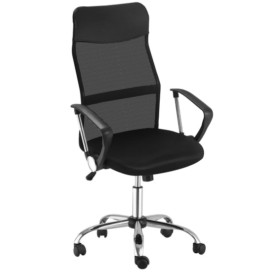 HOMCOM Office Chair High Back Ergonomic Mesh Swivel Computer Executive Desk Armchair Height Adjustable with Wheels, Black | The Comfy Couch Canada