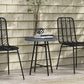 Outsunny Patio Wicker End Table with Plastic Wood Top X-Shape Support Backyard Garden Balcony Grey | The Comfy Couch Canada