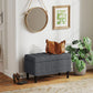HOMCOM Storage Ottoman, Linen Fabric End of Bed Bench with Button Tufted Storage Bench for Bedroom, Grey | The Comfy Couch Canada