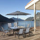 Outsunny 8-Piece Grey Patio Dining Set with Umbrella - Includes 6 Chairs & Table for Outdoor Entertaining | The Comfy Couch Canada