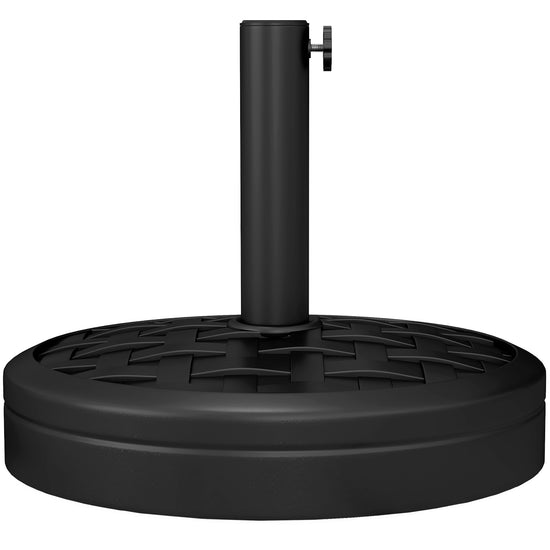 Outsunny 40lbs. Concrete Umbrella Base with Rattan Effect, Heavy Duty Parasol Stand for Outdoor Patio Umbrella, Black | The Comfy Couch Canada
