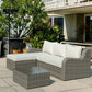 Outsunny 3 Piece Patio Furniture Set Aluminum Frame Outdoor Rattan Sofa Sectional Conversation Set Beige | The Comfy Couch Canada