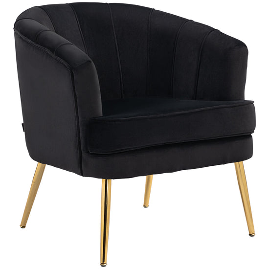 HOMCOM Fabric Armchair, Modern Accent Chair with Gold Metal Legs for Living Room, Bedroom, Home Office, Black | The Comfy Couch Canada