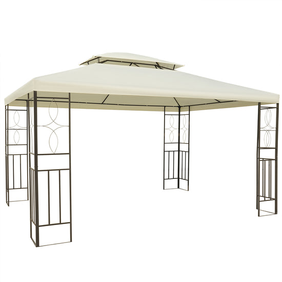 Outsunny 10x13ft Steel Gazebo Sun Shelter Patio Outdoor Party Event Canopy Vented Roof Cream White.