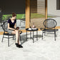 Outsunny Rattan Bistro Set, 3 Pieces Wicker Patio Furniture Set, Acapulco Chairs and Steel Table for Porch, Balcony, Black | The Comfy Couch Canada
