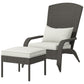 Outsunny Patio Wicker Adirondack Chair with Ottoman Outdoor Fire Pit Chair Cushions Highback Large Seat Armrests Cream White | The Comfy Couch Canada