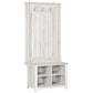 HOMCOM Hall Tree Coat and Shoe Storage Bench with Adjustable Shelves Entryway Organizer, White Finish.