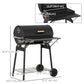 Outsunny 30" Charcoal Barbecue Grill with Wheels Outdoor Barbecue with Adjustable Charcoal Rack, Storage Shelf, Wheel, for Garden Camping Picnic | The Comfy Couch Canada