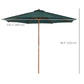 Outsunny 10FT Round Patio Umbrella with Rope Pulley Mechanism, Wooden Market Umbrella, Garden Parasol with 8 Ribs, Dark Green | The Comfy Couch Canada
