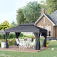 Outsunny Outdoor Patio Gazebo 13x10ft Canopy 2-Tier Roof Vented Mesh Sidewall Aluminum Frame Black | The Comfy Couch Canada