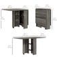HOMCOM Extendable Dining Table, Collapsible Folding Table w/ 2-tier Shelves and Rolling Casters, Grey Wood Grain | The Comfy Couch Canada