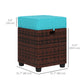 Outsunny 2 PCS Patio Wicker Ottoman Set, Square Outdoor PE Rattan Footrest with Removable Cushion for Backyard, Sky Blue | The Comfy Couch Canada