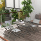 Outsunny Patio Dining Set 5 Pieces Foldable Table and Chairs Glass Top Rectangle Table Stackable Chairs Grey | The Comfy Couch Canada