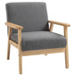 HOMCOM Minimalistic Accent Chairs Wood Frame w/ Thick Linen Cushions Wide Seat Armchair for Bedroom Office, Grey | The Comfy Couch Canada