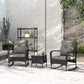 Outsunny 3 Pieces Rattan Bistro Set, Wicker Patio Furniture with Rocking Chairs, Thick Cushions for Porch Balcony, Grey | The Comfy Couch Canada