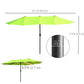 Outsunny 15ft Twin Canopy Patio Umbrella - Sunshade with Steel Table, Lift Crank in Green for Outdoor Comfort | The Comfy Couch Canada