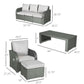 Outsunny 6 Pieces Patio Furniture Set, Outdoor rattan Sectional Furniture with recliner, for Lawn Garden Backyard | The Comfy Couch Canada