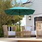 Outsunny 7.6FT Aluminum Patio Umbrella Parasol 8 Ribs Outdoor Market Umbrella with Crank, Push Button Tilt for Deck, Backyard and Lawn, Sky Blue | The Comfy Couch Canada