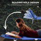 Outsunny 2PCS Adjustable Outdoor Lounge Chair, Garden Folding Chaise Lounge w/ Reading Hole Reclining Tanning Chair Seat, Folding Camping Beach Lounging Bed with Head Support Blue | The Comfy Couch Canada