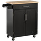 HOMCOM Mobile Culinary Companion: Rolling Kitchen Island Cart with Wood Top, Storage Drawer, Towel Bar, and Shelves | The Comfy Couch Canada