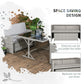 Outsunny 5 Pieces Patio Dining Set, Conversational Rattan Loveseat and Dining Table with Tempered Glass Tabletop and Cushions, Gray.