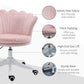 HOMCOM Mid Back Velvet Office Chair, Adjustable Height Study Chair, Vanity Chair with Swivel Wheels for Living Room, Study, Pink | The Comfy Couch Canada