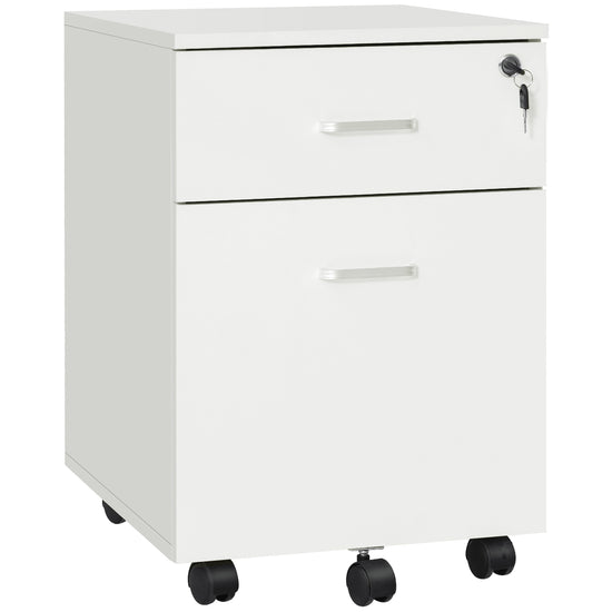 Vinsetto Rolling File Cabinet 2 Drawers Locking Study Home Office White | The Comfy Couch Canada
