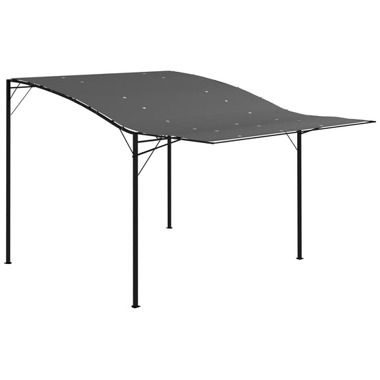 Outsunny 10x8ft Patio Metal Gazebo with Extendable Side Awning, Outdoor Shelter Shade Canopy Deck Awning, Dark Grey | The Comfy Couch Canada