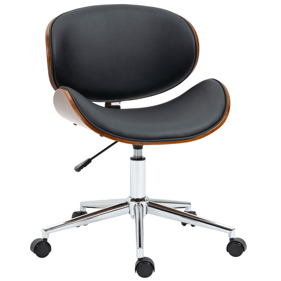 Vinsetto Stylish Home Office Chair Faux Leather Bentwood Desk Chair 360° Swivel Adjustable Height Wheels Black | The Comfy Couch Canada