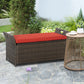 Outsunny 2-In-1 Outdoor PE Rattan Storage Bench, 27 Gallon Patio Wicker Furniture, Basket Box with Handles and Cushion Red | The Comfy Couch Canada