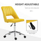 Vinsetto Mid Back Office Chair Velvet Fabric Swivel Scallop Shape Computer Desk Chair, Yellow | The Comfy Couch Canada