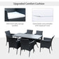 Outsunny Outdoor Dining Set 7-Piece Patio Furniture for 6 with Comfortable Cushions Weather-Resistant Black | The Comfy Couch Canada