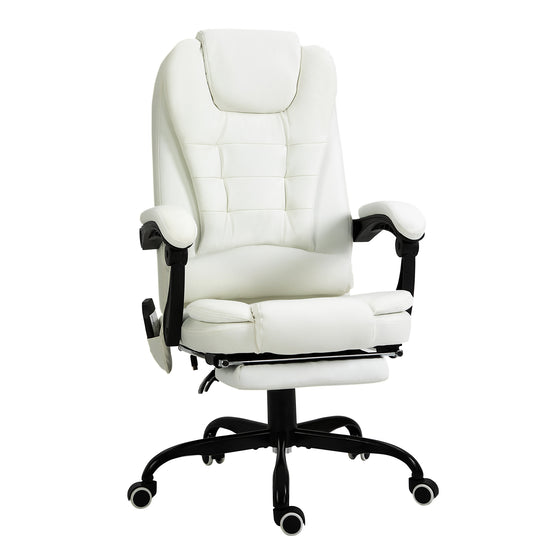 Vinsetto Ergonomic Reclining Office Chair with 7-Point Vibrating Massage, Footrest, Height Adjustable Swivel Executive Chair  White | The Comfy Couch Canada