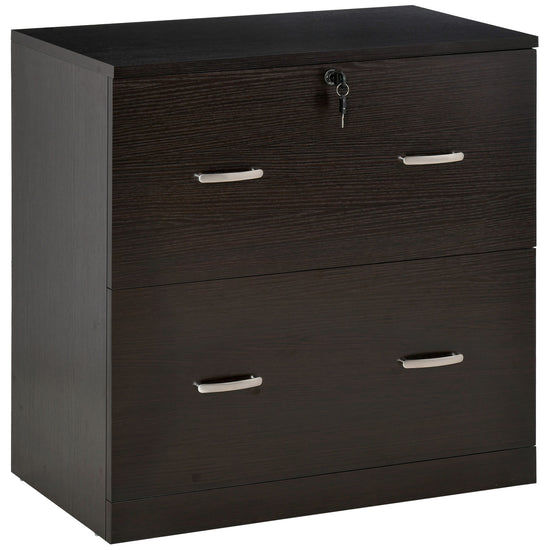 Vinsetto Secure Vertical File: 2 Locking Drawers with Hanging Rails for A4 Home Office Document Organization, Espresso | The Comfy Couch Canada