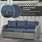 Outsunny Luxury 6pc Patio Wicker Sofa Set 3Seat Couch 2 Recliners Footstools Table Blue Cushions | The Comfy Couch Canada