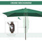 Outsunny Patio Umbrella: 6.5x10ft Rectangular Solar Powered LED Lights Aluminum Tilt Crank Dark Green | The Comfy Couch Canada