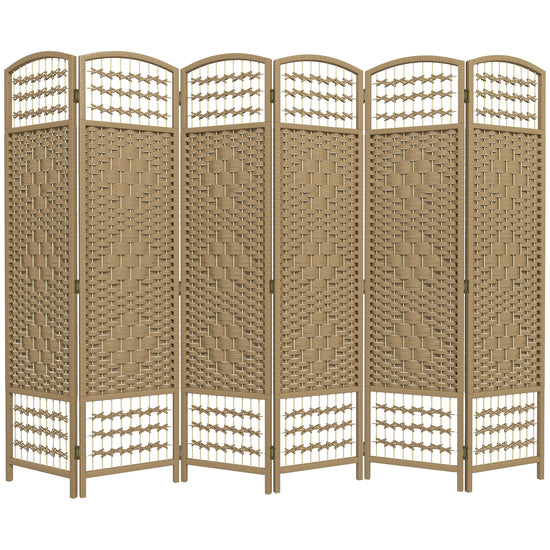 HOMCOM 6-Panel Folding Room Divider: Portable Privacy Screen, Wave Fiber Room Partition for Home Office, Natural | The Comfy Couch Canada