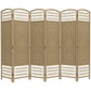 HOMCOM 6-Panel Folding Room Divider: Portable Privacy Screen, Wave Fiber Room Partition for Home Office, Natural | The Comfy Couch Canada