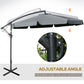 Outsunny Offset Patio Umbrella 11FT Cantilever Outdoor Umbrella with Easy Tilt Cross Base & 8 Ribs Dark Grey | The Comfy Couch Canada