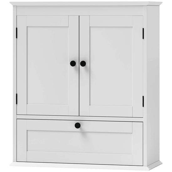HOMCOM Medicine Cabinet with Adjustable Shelf, Bathroom Wall Cabinet Bathroom Cabinet with Recessed Panels, White | The Comfy Couch Canada