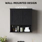 kleankin Farmhouse Bathroom Medicine Cabinet, Wall Cabinet with Barn Doors, and Adjustable Shelf for Laundry Room, Black | The Comfy Couch Canada
