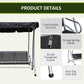 Outsunny 3-Seater Outdoor Swing Chair Bench - Adjustable Canopy, Patio Furniture for Garden, Black | The Comfy Couch Canada
